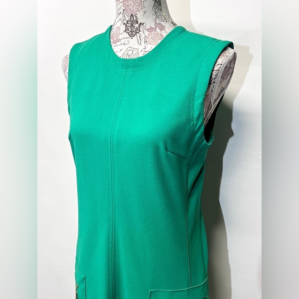 SHARAGANO Green sleeveless shift dress‎ size 6. - Picture 3 of 13